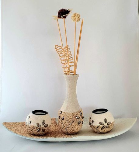 Teelichthalter Set mit Vase und Kerzen